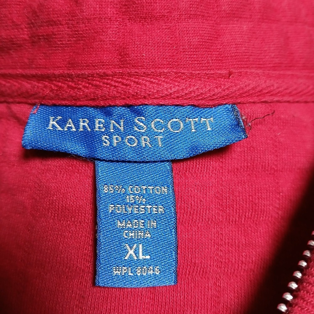 Karen Scott Sport Red Women Zipper Sweter Size XL - Picture 2 of 8